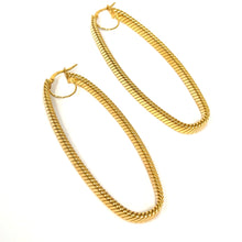 Load image into Gallery viewer, 14K Large Oval Textured Italian Hoop Earrings