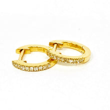 Load image into Gallery viewer, 14K Tiny Diamond Huggie Hoop Earrings