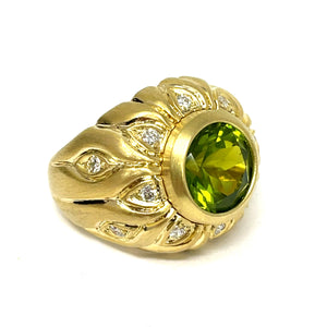 14K Peridot And Diamond Ring