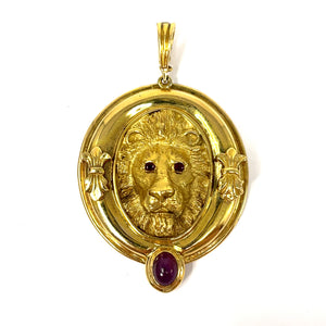 14K Ruby Lion Pendant/Enhancer