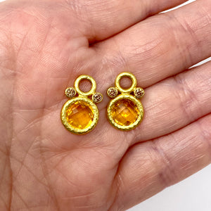 19K Elizabeth Locke Citrine And Diamond Earring Charms