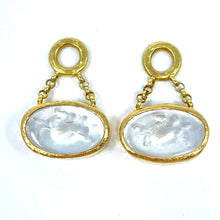 Load image into Gallery viewer, 19K Elizabeth Locke Crystal Venetian Glass Intaglio “Flying Pegasus” Earring Charms