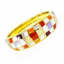 Load image into Gallery viewer, 14K Asch Grossbardt Diamond Inlay Bangle