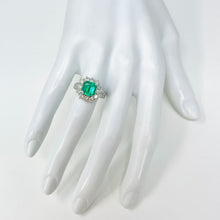 Load image into Gallery viewer, Platinum Emerald And Diamond Cocktail Ring