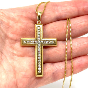 14K Large Effy Diamond Cross Necklace MSRP $7499