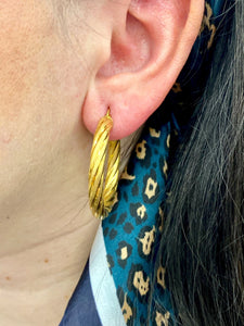 14k Gold Italian Twist Hoop Earrings