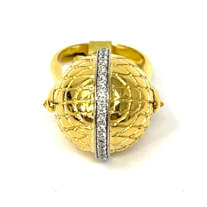 18K Rolling Diamond Ball Ring