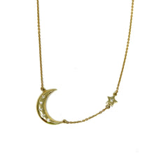 Load image into Gallery viewer, 14K Diamond Moon And Star Necklace