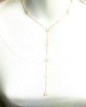 Load image into Gallery viewer, 14k Gold White Sapphire and Topaz Lariat Necklace