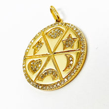 Load image into Gallery viewer, 14K Diamond Circle Trendy Pendant