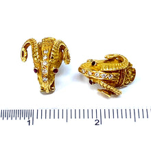 Load image into Gallery viewer, 18K Greek Diamond And Ruby Ram Earrings