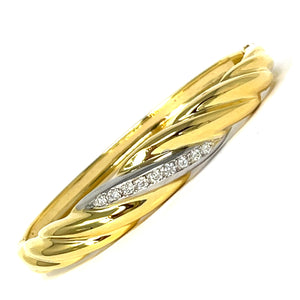 14K Diamond Twist Bangle Bracelet