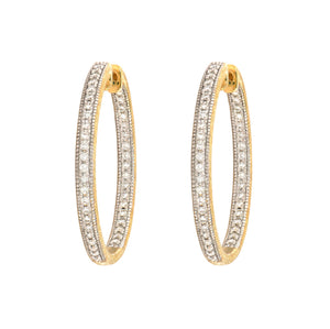 18K Jude Frances Medium Round Diamond Hoop Earrings MSRP $2930