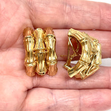 Load image into Gallery viewer, 14K Triple Bamboo Earrings