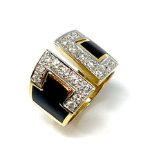 Load image into Gallery viewer, 18K Diamond And Black Enamel Statement Ring