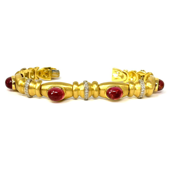 18K Pink Tourmaline And Diamond Bracelet