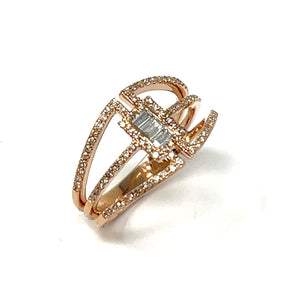 10K Rose Gold Diamond Trendy Ring