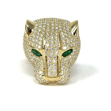 Load image into Gallery viewer, 14K Effy Diamond Panther Ring With Emerald Eyes