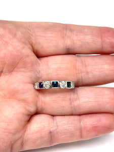 14K White Gold Sapphire And Diamond Band