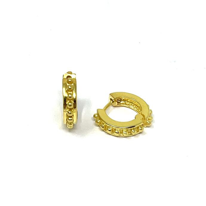 14K Beaded Huggie Earrings