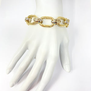 14K Italian Yellow And White Gold Link Bracelet