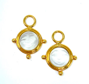 14K Medium Man In The Moon Moonstone Earring Charms