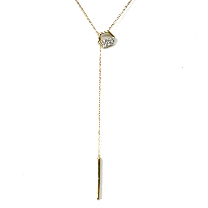 10K Diamond Octagon Lariat Necklace
