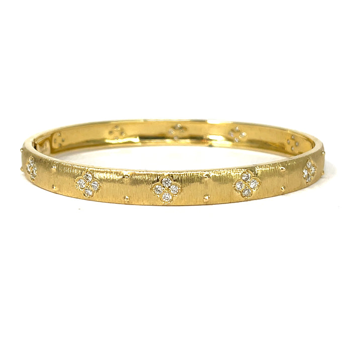 14K Diamond And Dot Bangle