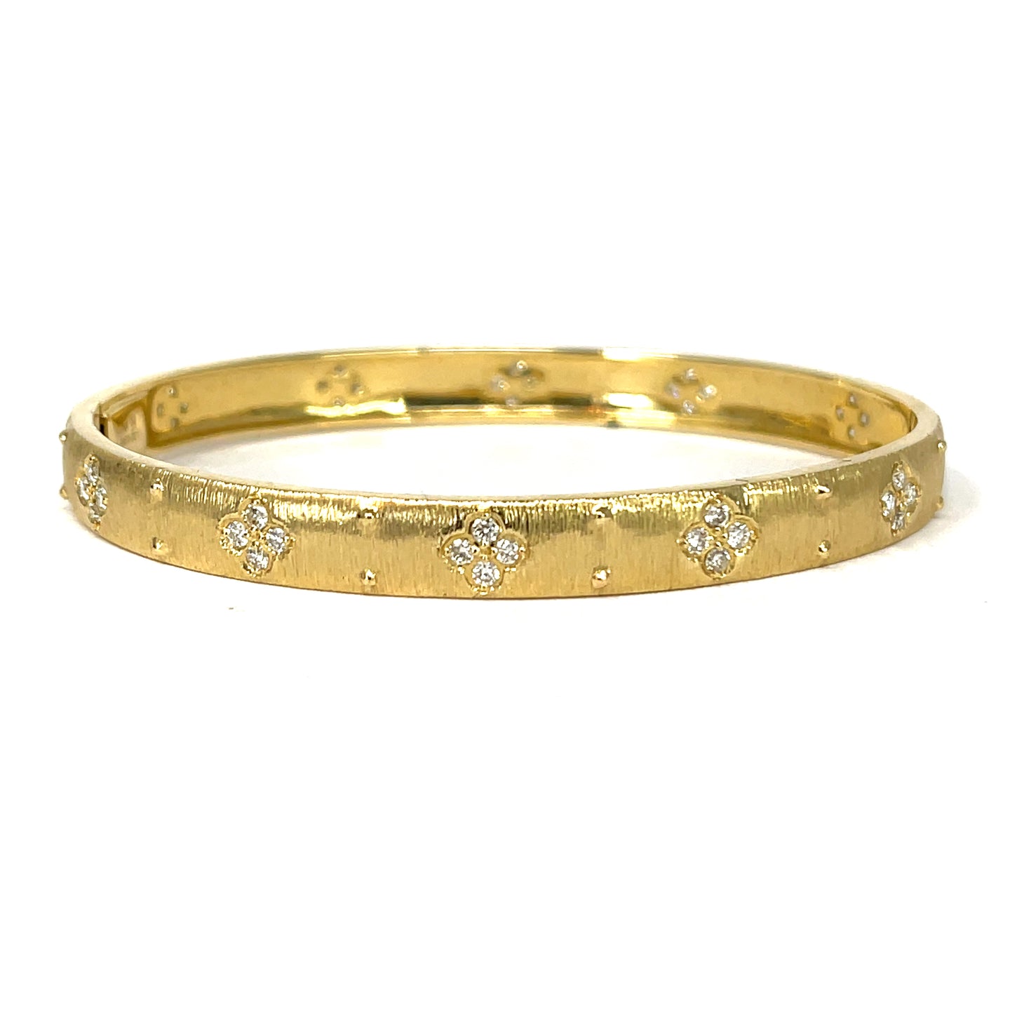 14K Diamond And Dot Bangle