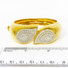 Load image into Gallery viewer, 18K Hammered Diamond Designer Signed Bangle Bracelet