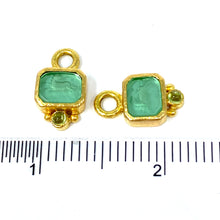 Load image into Gallery viewer, 19K Elizabeth Locke Lime Venetian Glass Intaglio “Chimera” Earring Charms With Cabochon Peridot