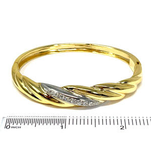 14K Diamond Twist Bangle Bracelet