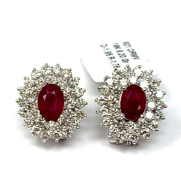 18k Diamond And Ruby Earrings