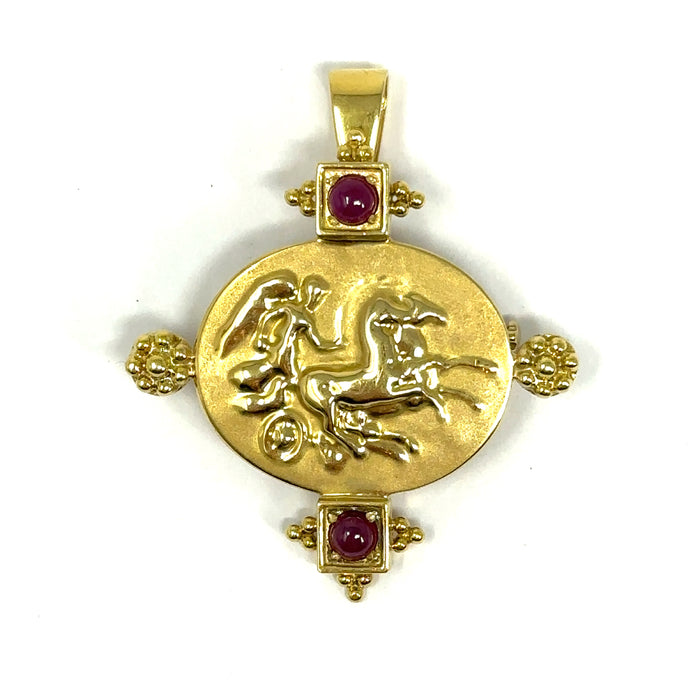 18K Tagliamante Ruby Pendant/Brooch