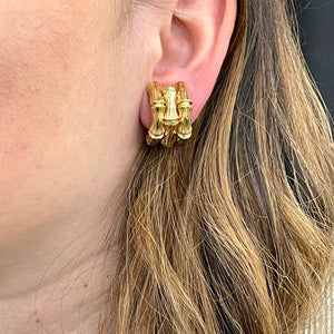 14K Triple Bamboo Earrings