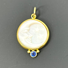 Load image into Gallery viewer, 14K Mother Of Pearl Moon And Stars Kyanite Pendant