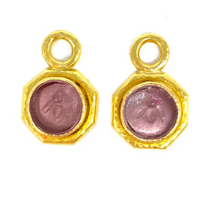 Load image into Gallery viewer, 19K Elizabeth Locke Mulberry Venetian Glass Intaglio “Bee” Earring Charms