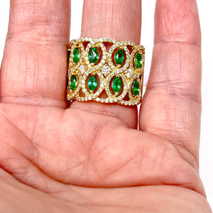 14K EFFY Emerald And Diamond Ring