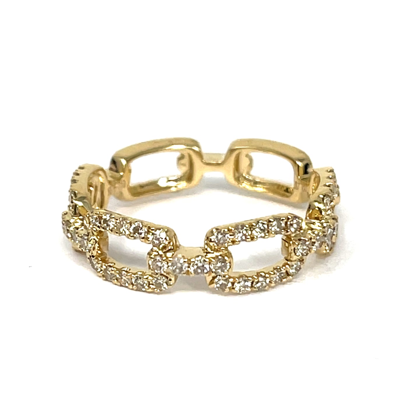 14K Diamond Chain Link Ring