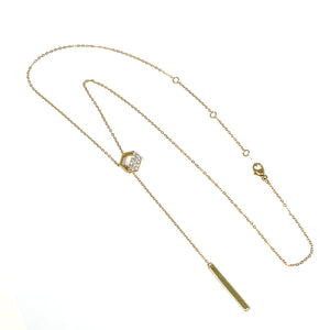 10K Diamond Octagon Lariat Necklace