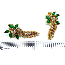 Load image into Gallery viewer, 14K Emerald And Diamond Drop Earrings