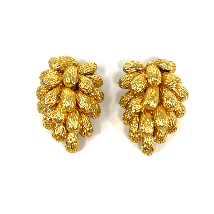 14K Textured Clip On Earrings