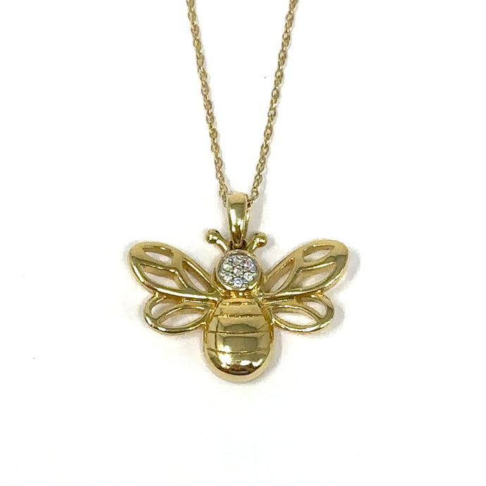 14k Diamond Bee Necklace