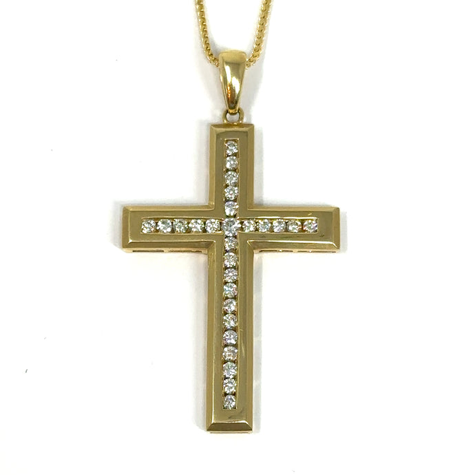 14K Large Effy Diamond Cross Necklace MSRP $7499