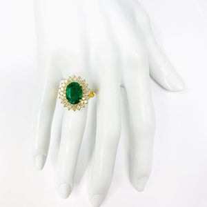 14K Emerald And Diamond Ring