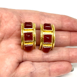 19K Elizabeth Locke Carnelian Earrings