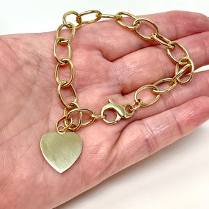 14K Heart Charm Bracelet