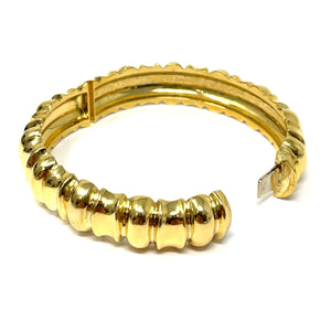 18K Yellow Gold Ribbed Bangle