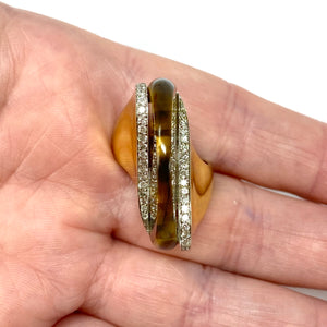 18K Vintage Tigers Eye Diamond Ring