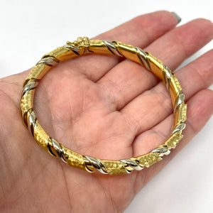 14K Italian Yellow And White Gold Bangle